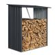 Zeus & Ruta 3 ft. x 5 ft. Black Metal Outdoor Open Shed, 78.4 sq. ft. Firewood Rack for Firewood, Pellet, Lumber Storage KL-209