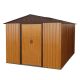 Unbranded 8 ft. W x 10 ft. D Outdoor Metal Storage Shed with Floor Base for Patio Backyard Garden Coverage Area 80 sq. ft. Coffee QW0015
