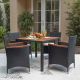 Tozey 5-Piece Acacia Wood and Black Wicker Outdoor Dining Set with Beige Cushions V-LCRF114C-0