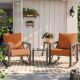 ELPOSUN 3-Piece Metal Patio Conversation Set with Orange Cushions HDNBCH014ORAOS