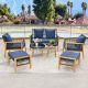 Liviza 7-Piece Wood Patio Conversation Set with Navy Cushions OUS71617NYX