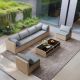 Tenleaf 8-Piece khaki Wicker Patio Conversation Set with Water Resistant Gray Thick Cushions FCBF14-57