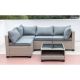 Tenleaf 5-Piece Khaki Brown Wicker Patio Conversation Set with Water Resistant Gray Thick Cushions FCBF14-59
