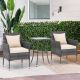 Liviza 3-Piece Wicker Patio Conversation Set with White Cushion OUS70957WH