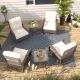 INMITOM 6-Piece Patio Wicker Conversation Set with Beige Cushions and Side Table-Swivel, Rock, and Relax in Style HD1-A-M52BGE-2P