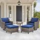 Buenaola Nyajiah 5-Piece Wicker Patio Conversation Set with Blue Cushions BuenaolaSW103