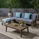 Unbranded Outdoor Brown 5-Piece Wood Patio Conversation Sectional Seating Set with CushionGuard, Grey Cushions JY-903585493543