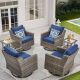 Buenaola Nyajiah 6-Piece Wicker Patio Conversation Set with Blue Cushions BuenaolaSW115
