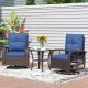 SUNMTHINK Outdoor 3-Piece Wicker Swivel Rocking Chairs Patio Conversation Sets with Blue Cushions and Coffee Table ST-TBZY12-36L