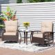 SUNMTHINK Outdoor 3-Piece Wicker Swivel Rocking Chairs Patio Conversation Sets with Beige Cushions and Coffee Table ST-TBZY12-36M