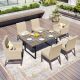 PHI VILLA 7-Piece Metal Patio Outdoor Dining Set with Textilene Fabric Padded Chairs THD7-S7-13972