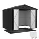 Sizzim 10 ft. W x 8 ft. D Metal Storage Shed with Plastic Floor, Lockable Double Door, and Vents (70 sq. ft.) SM-DETIS407BK03