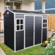 Unbranded Black 4 ft. W x 8 ft. D Outdoor Resin Storage Shed with Windows, Double-Door, Floor for Gargen, Patio, Lawn (32 sq. ft.) zx-51