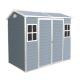 Unbranded Grey 8 ft. W x 4 ft. D Resin Outdoor Storage Shed with 2-Windows, Double-Door, Floor for Patio Yard Lawn (32 sq. ft.) jk-60