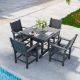 PamaPic Gray 5-Piece HDPE Plastic Patio Outdoor Dining Set with Arm Chairs HPE-CZ-5-G-WH3