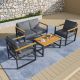 PamaPic 4-Piece Metal Outdoor Patio Conversation Sofa Seating Set with Gray Cushions TB-SF-4-ME-WH3