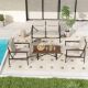 EGEIROSLIFE PureCane 4-Piece Aluminum Wicker Patio Conversation Set with Loveseat, Coffee Table and Light Gray Cushions SF4-ZM-G1-HD4