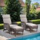 Opohoro PlainCurve 4-Piece Brown Wicker Outdoor Recliner Chairs Patio Conversation Set with Olefin Beige Cushions and Ottomans TG-KWBR150-11
