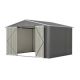 Zeus & Ruta 10 ft. x 8 ft. Grey Outdoor Storage Metal Shed with Lockable Doors, All Weather Tool Shed for Garden, Backyard, Lawn KL-547