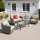 OVIOS Missisi Gray 5-Piece Wicker Patio Conversation Set with Beige Cushions and Swivel Chairs GNDS605R