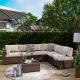 ELPOSUN 7-Piece Wicker Patio Conversation Set with Cushions HDNBCS018WHIFS