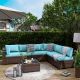 ELPOSUN 7-Piece Wicker Patio Conversation Set With Cushions HDNBCS018SBUFS