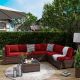 ELPOSUN 7-Piece Wicker Patio Conversation Set With Cushions HDNBCS018RDFS