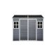 Unbranded 8 ft x 6 ft Dark Grey Outdoor Garden Plastic Resin Shed with Floor, Lockable Door, 2 Windows for Garden Tools(48 sq.ft.) KL-613