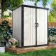 Sizzim 5 ft. W x 3 ft. D Beige Outdoor Storage Plastic Resin Shed with Double Door and Floor (13 sq. ft.) SM-PS404BE01