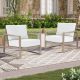 PEAK HOME FURNISHINGS Hamarto Aluminum Patio Conversation Outdoor Lounge Chair Set with Warm White Cushions (2-Piece) 970466T-HB