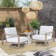 PEAK HOME FURNISHINGS Hamarto Aluminum Patio Conversation Outdoor Swivel Lounge Chair Set with Warm White Cushions (2-Piece) 970467T-HB