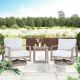 PEAK HOME FURNISHINGS Hamarto 3-Piece Aluminum Patio Outdoor Swivel Conversation Set with Warm White Cushions 970467T-970476