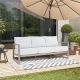 PEAK HOME FURNISHINGS Hamarto Aluminum Patio Conversation Outdoor Sofa Couch with Warm White Cushions 970469-HB