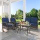 INMITOM 4-Piece Patio Wicker Conversation Set with Blue Cushions and Side Table HD1-M54B+M59B*2