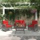 INMITOM 4-Piece Patio Wicker Conversation Set with Red Cushions and Side Table HD1-M54C+M59C*2