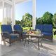 INMITOM 4-Piece Patio Wicker Conversation Set with Blue Cushions and Side Table HD1-M54B+M55B