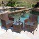 Unbranded 3-Piece Wicker Patio Conversation Set with Gray Cushion and Glass Coffee Table for Garden Backyard Porch Poolside Z08HV6JR7K