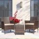 Unbranded 3-Piece Wicker Patio Conversation Set with Beige Cushion and Glass Coffee Table for Garden Backyard Porch Poolside Z08HVFMD4B