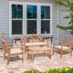 Werph Brown 4-Piece Acacia Wood Patio Furniture Set with Light Gray Cushions SCT4W