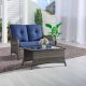 Opohoro ArcoBay 2-Piece Gray Wicker Outdoor Loveseats Patio Conversation Set with Blue Cushions and Coffee Table ABLVCGY-1