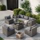 ELPOSUN 7-Piece Wicker Outdoor Patio Conversation Sofa Set, with Gray Cushions, is Perfect for Casual Gatherings HDNBCS107DGROS-KB