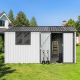 Unbranded 10 ft.W x 12-ft.D Outdoor Metal Shed Utility Tool House With Aluminum Alloy Frame Sliding Door White+Gray (120 sq. ft.) XJ-W1350S00050