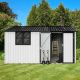 Unbranded 10 ft.W x 12-ft.D Outdoor Metal Shed Utility Tool House With Aluminum Alloy Frame Sliding Door White+Black (120 sq. ft.) XJ-W1350S00051