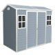 ToolCat 8 x 4 ft. Resin Plastic Outdoor Storage Shed with Windows and Double Door and Floor for Gargen,Patio,Grey (30 sq. ft.) HKD1-5-PGH