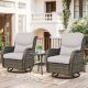 Opohoro Crescent 3-Piece Gray Wicker Swivel Outdoor Rocking Chairs Patio Conversation Set with CushionGuard Beige Cushions TG-SS036-3XL