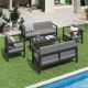 COVERONICS Outdoor 5-Piece Aluminum Patio Conversation Set with Drak Gray Cushions HD-SF-F005