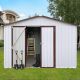 Unbranded 10 ft. W x 12 ft. D Outdoor Metal Shed Utility Tool House with Aluminum Alloy Frame and Door White Coffee (110 Sq. Ft.) XJ-W1350S00039