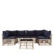 Unbranded 7-Piece Gray PE Rattan Wicker Patio Outdoor Conversation Set with Navy Blue Cushions KL-693