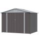 Sizzim Gray 7.7 ft. W x 5.7 ft. D Storage Metal Shed with Lockable Doors, Vents, Galvanized Steel Frame for Patio (39 sq. ft.) SM-DETIS403GR02