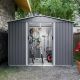 Unbranded 8 ft. W x 6 ft. D Outdoor Tool Storage Shed with Metal Foundation and Lockable Doors, Gray, 48 sq. ft. XB-J11043